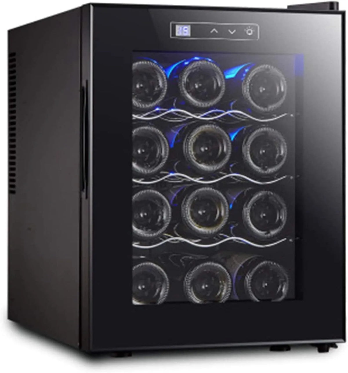 Cantinetta vino, 12 bottiglie, 11 a 18 °C, frigo vino, 2 zone di temperatura, libera installazione, Cantinetta Elettronica per Vino a Temperatura E