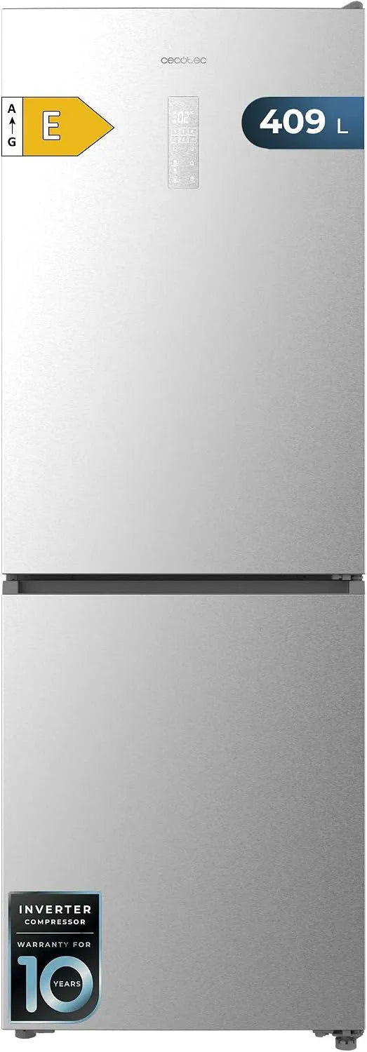Cecotec Bolero CoolMarket Combi Frigorifero combinato, 409 L, No Frost, Inverter, acciaio inox, frigo con congelatore, MAX INSIDE con VIP Tech