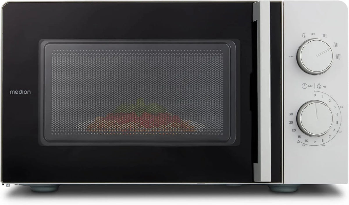 Forno a microonde MD12211, 20 L, timer, scongelamento, grigio, 5 livelli di potenza, 700 watt, MODELLO 2025, 20 litri, MEDION forno a microonde
