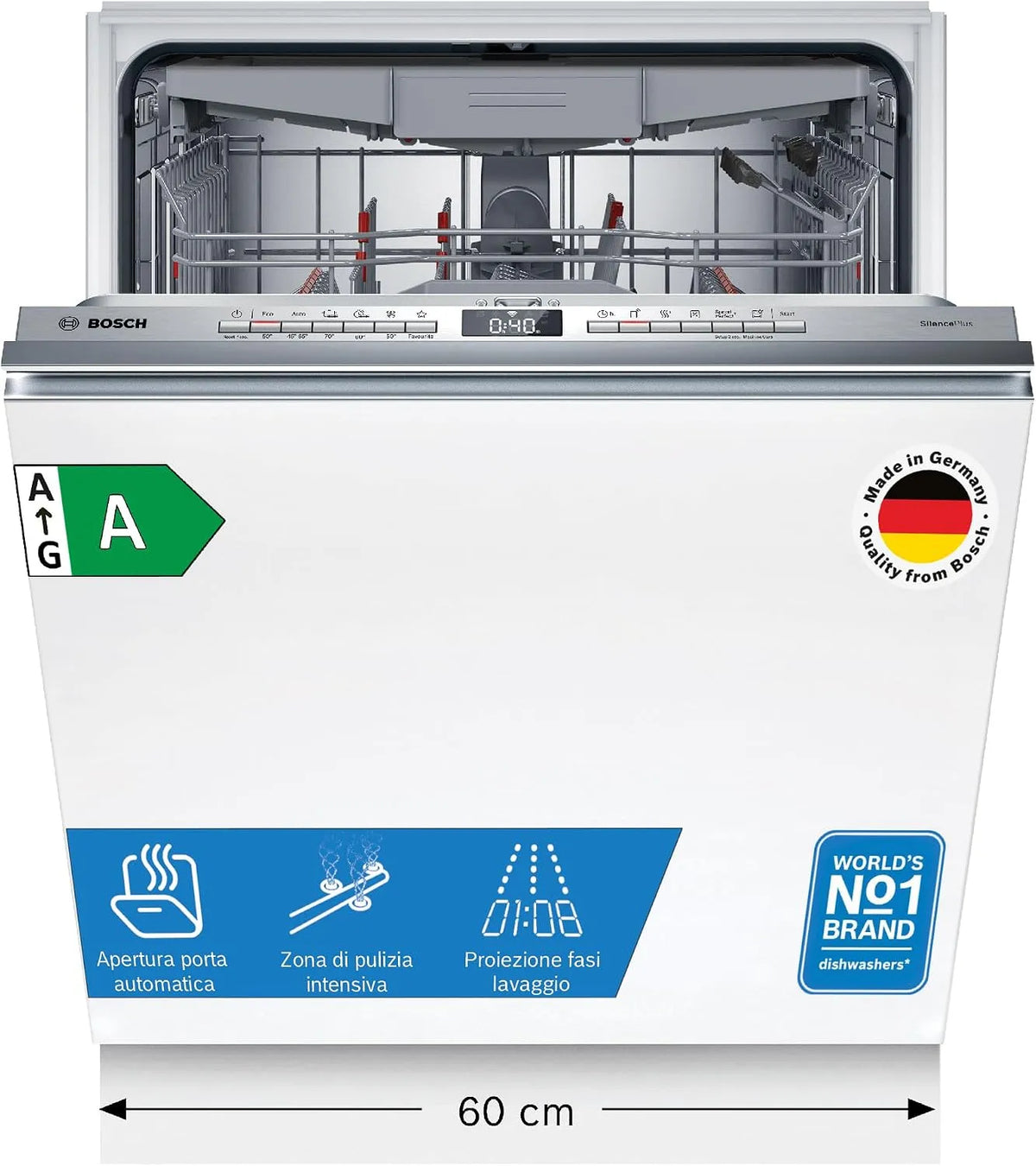Bosch Serie 4 SMV4ECX31E Lavastoviglie, classe energetica A, da incasso, Bosch SMV4ECX31E Serie 4 Lavastoviglie incasso a scomparsa totale Classe A