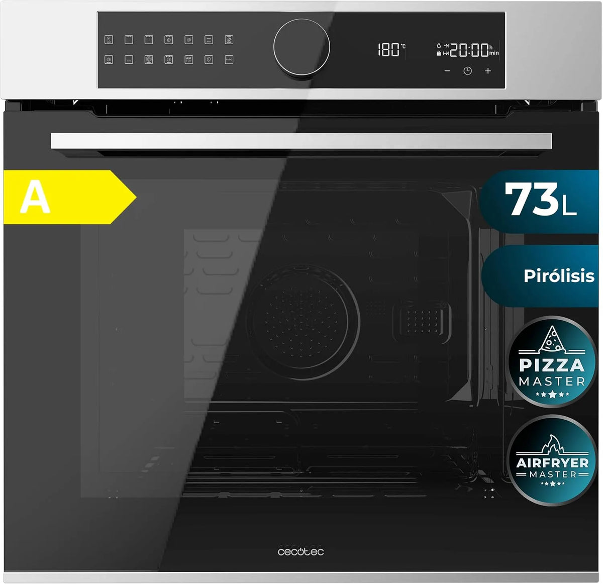 Cecotec Bolero Hexa P516000 Forno elettrico, 73 L, 3250 W, 14 programmi, classe energetica A, da incasso, grill, scongelamento, Airfryer. Dual Display