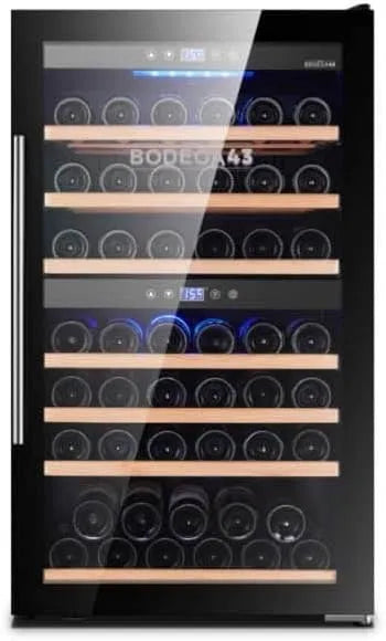 Cantinetta vino BODEGA43-64F, 64 bottiglie, 5 a 20 °C, sportello interamente in vetro con filtro anti-UV, 7 bottiglie a ripiano