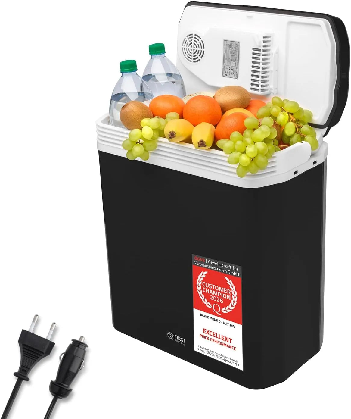 Frigorifero portatile, 24 L, 12 V, auto, mini frigo portatile, nero, TZS First Austria, festival, viaggi - Nero
