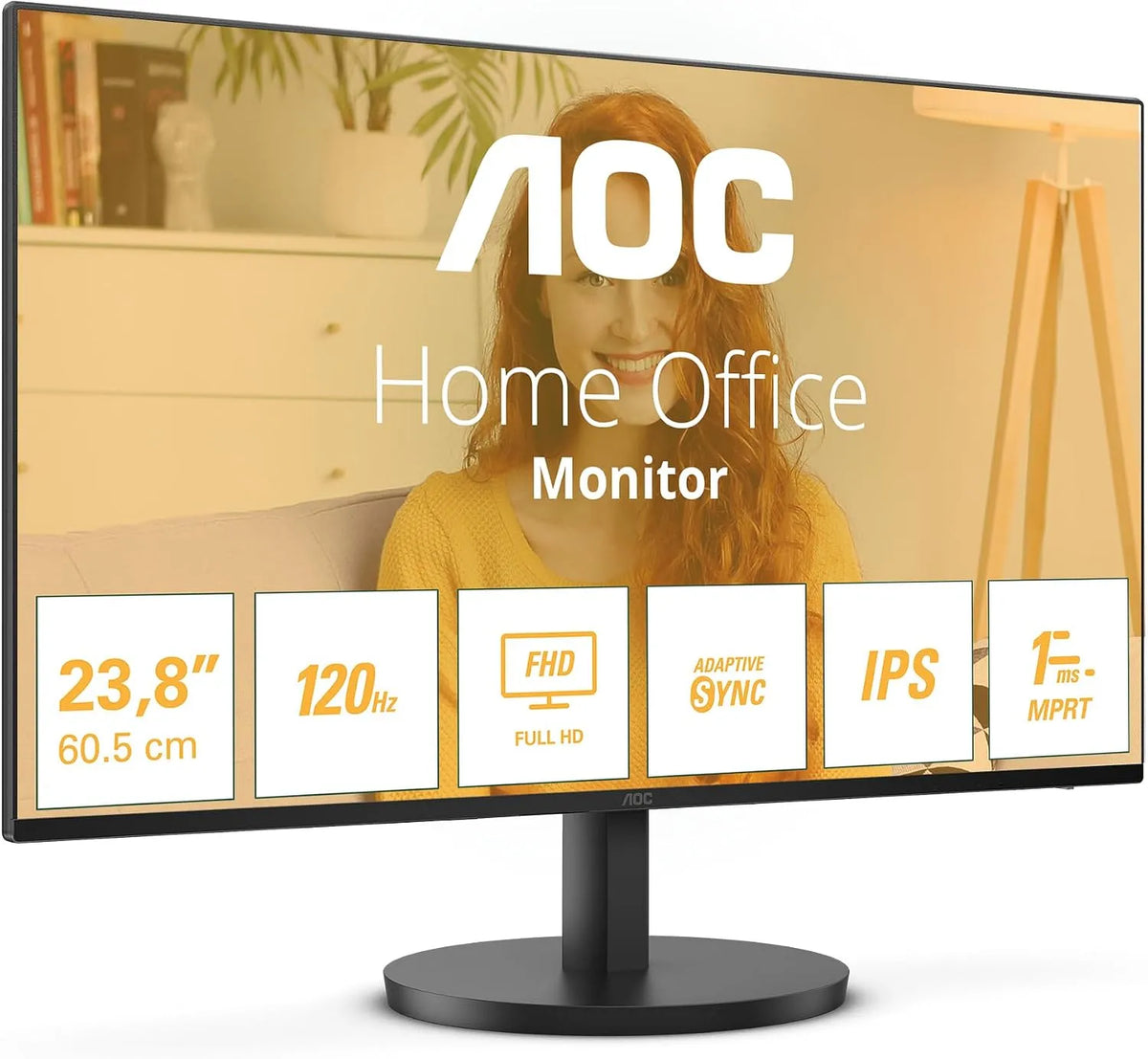 Monitor, 24 pollici, 1920 × 1080, 100 Hz, AOC 24B3HA2, Full HD, HDMI, nero, VGA, HDMI 1.4, altoparlante integrato