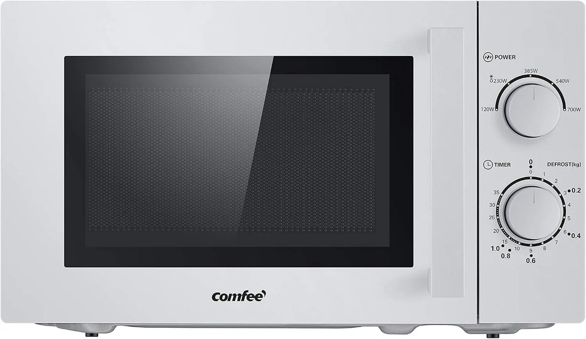 Forno a microonde Drehregler, 20L/700W, 20 L, 700 W, scongelamento, argento, Comfee CMSN 20 si Mikrowelle, Solo-Mikrowelle mit 5 Leistungsstufen