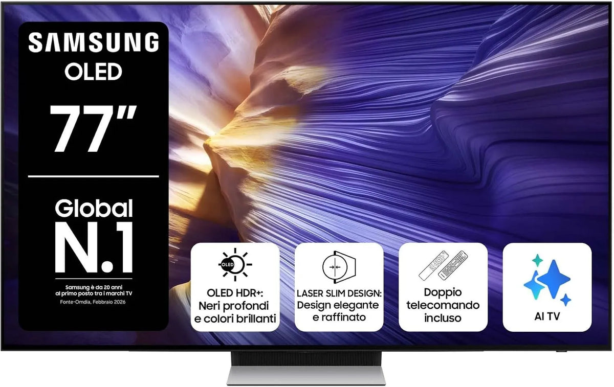 Samsung QE77S90FAEXZT NQ4 Smart TV, 144 Hz, televisore, 4K UHD, OLED, audio Dolby, AI Gen3 Processor & 4K AI Upscaling, Dolby Atmos & OTS Lite, 2025