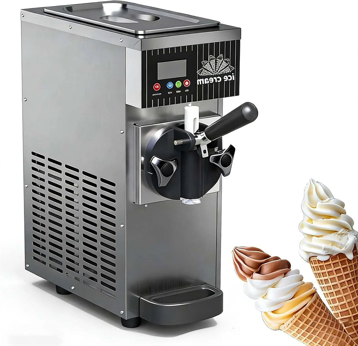 Congelatore, 5 L, 450 W, touch, ampio serbatoio, professionale, freezer verticale, grigio, Serbatoio Da 2, Macchina per Gelato Soft Da Banco, Gray