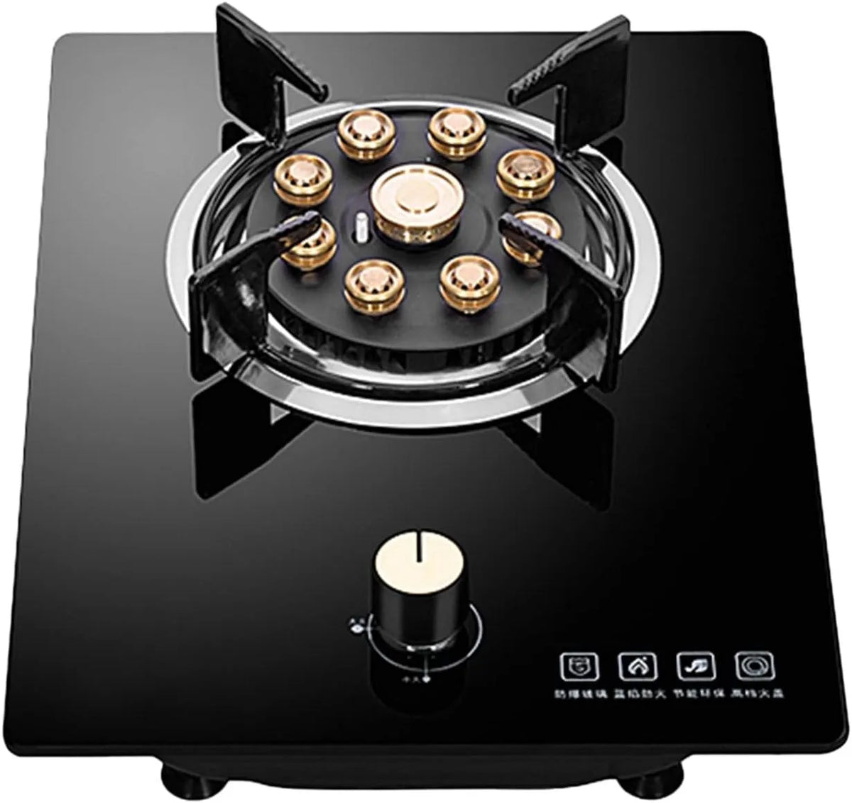 Piano cottura a gas, da incasso, fornello a gas, nero, 2 KW, Size: LPG, Piano Cottura In Vetro Temperato, Adatto For Cucina E Camper, Color: Black
