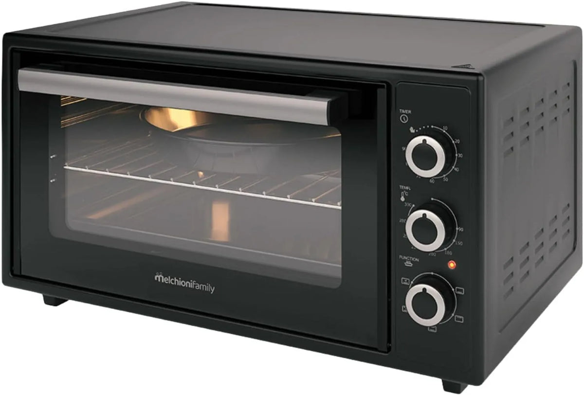 Forno elettrico per pizza, 45 L, 2000 W, timer, nero, Alta Temperatura 300°C, Ideale per Pizza e Arrosti