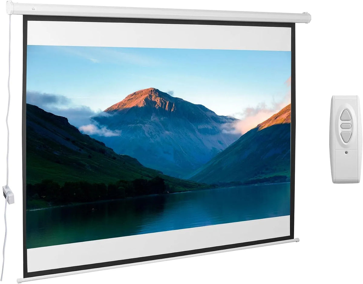 Proiettore, 100 pollici, 4K UHD, bianco, HOMCOM Telo Proiettore Motorizzato da 100 Pollici 4K HD Formato 4:3 Bianco
