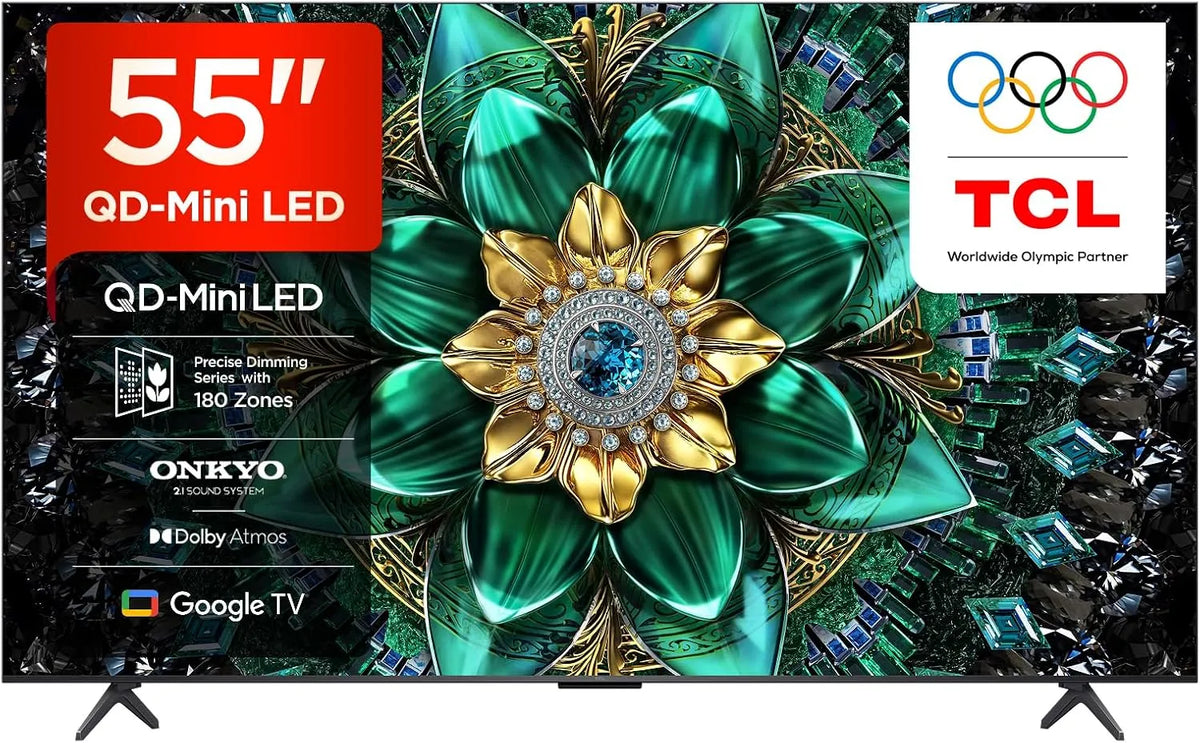Google 55Q6C Smart TV, 55 pollici, televisore, 4K UHD, HDR, TCL, Smart TV QD‐Mini LED 4K HDR10+ da 55'