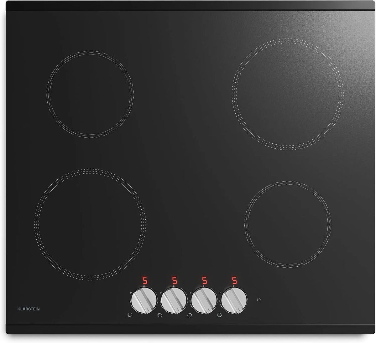 Klarstein Piano cottura a induzione, 60 cm, 4 fuochi, 7200 W, piastra a induzione, Boost, da incasso, Incasso Elegante, 7200W Boost, Manopola Rotante