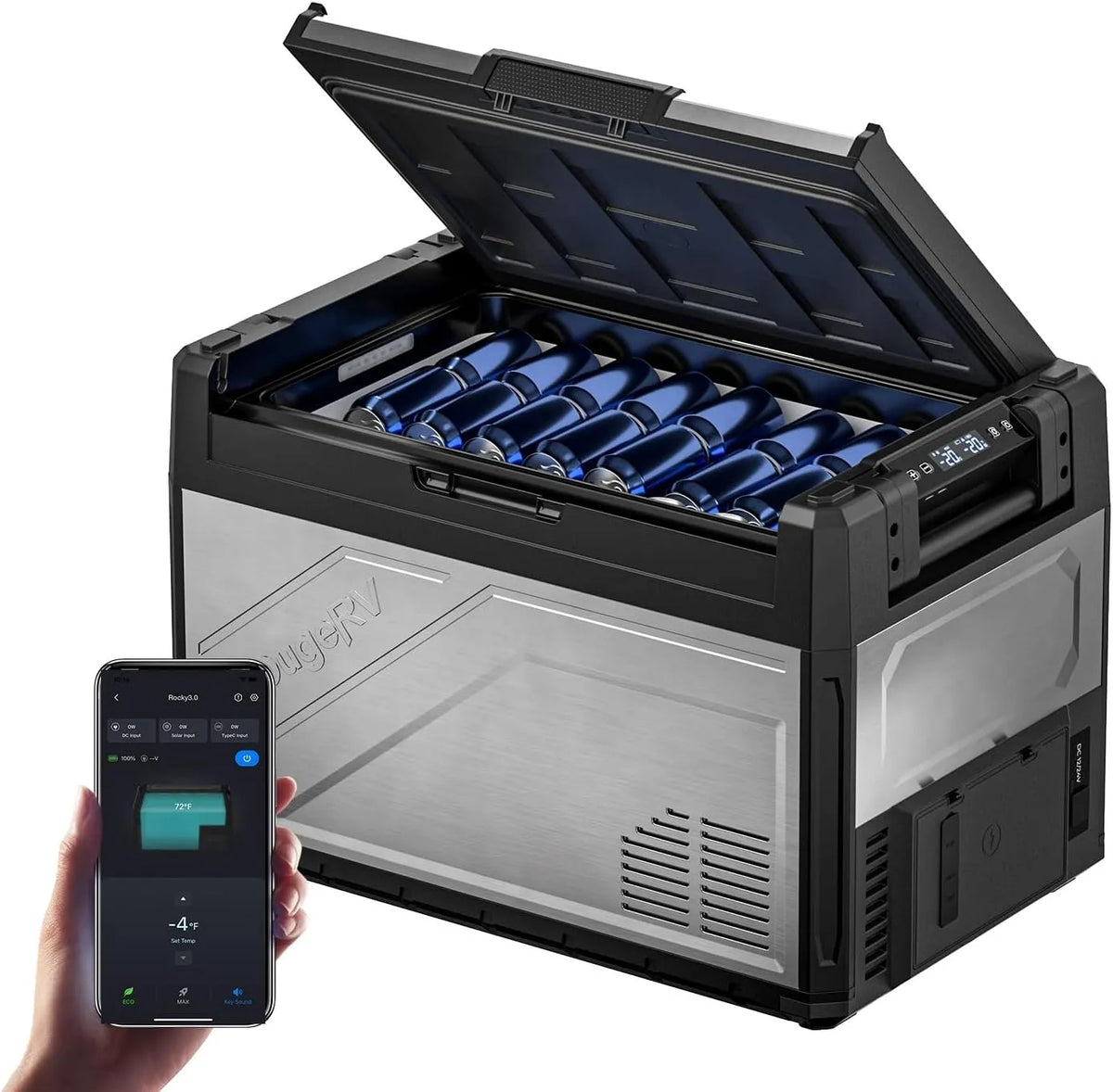 Frigorifero, 52 L, BougeRV V3.0, vano congelatore, -20°C~20°C, BougeRV Rocky V3.0 Doppia Zona Frigorifero Auto 52L con Freezer