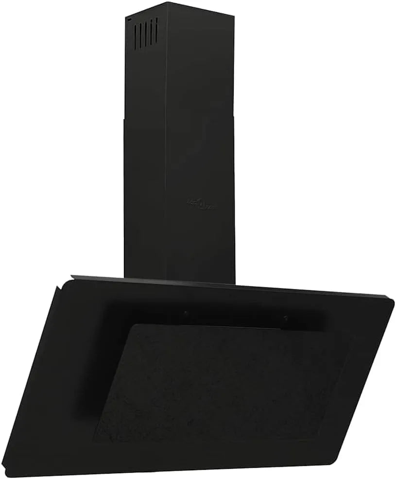 Cappa aspirante, 90 cm, cappa da cucina, scarico e ricircolo, illuminazione LED, 3 velocità, montaggio a parete, acciaio inox, nero, incluso filtro