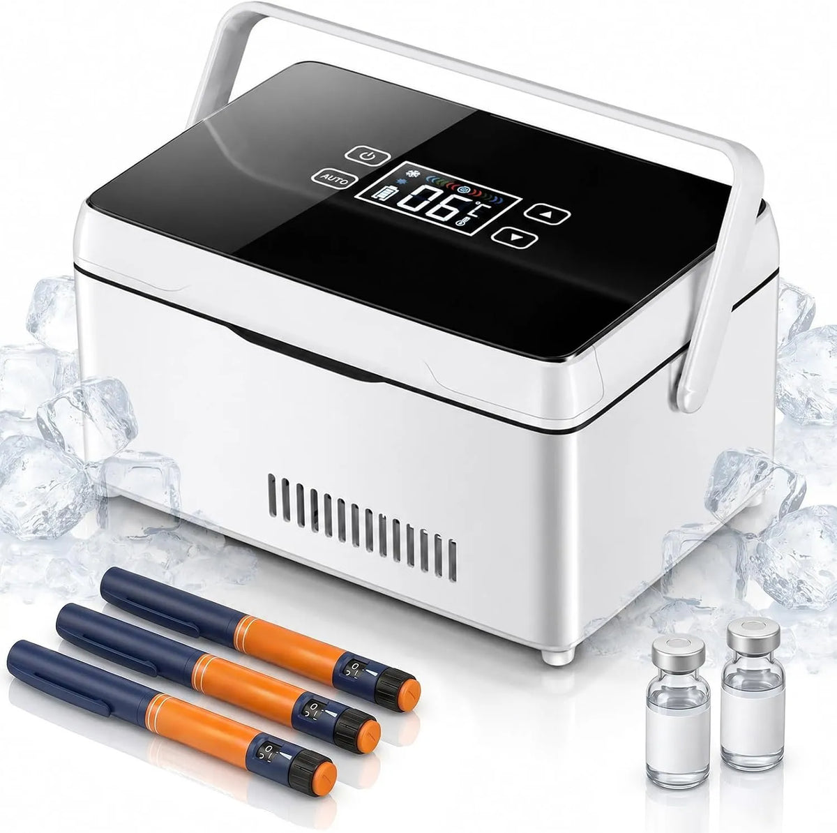 Frigorifero portatile, 2 zone di temperatura, trasporto di insulina e farmaci, mini frigo portatile, con controllo intelligente della temperatura e 2